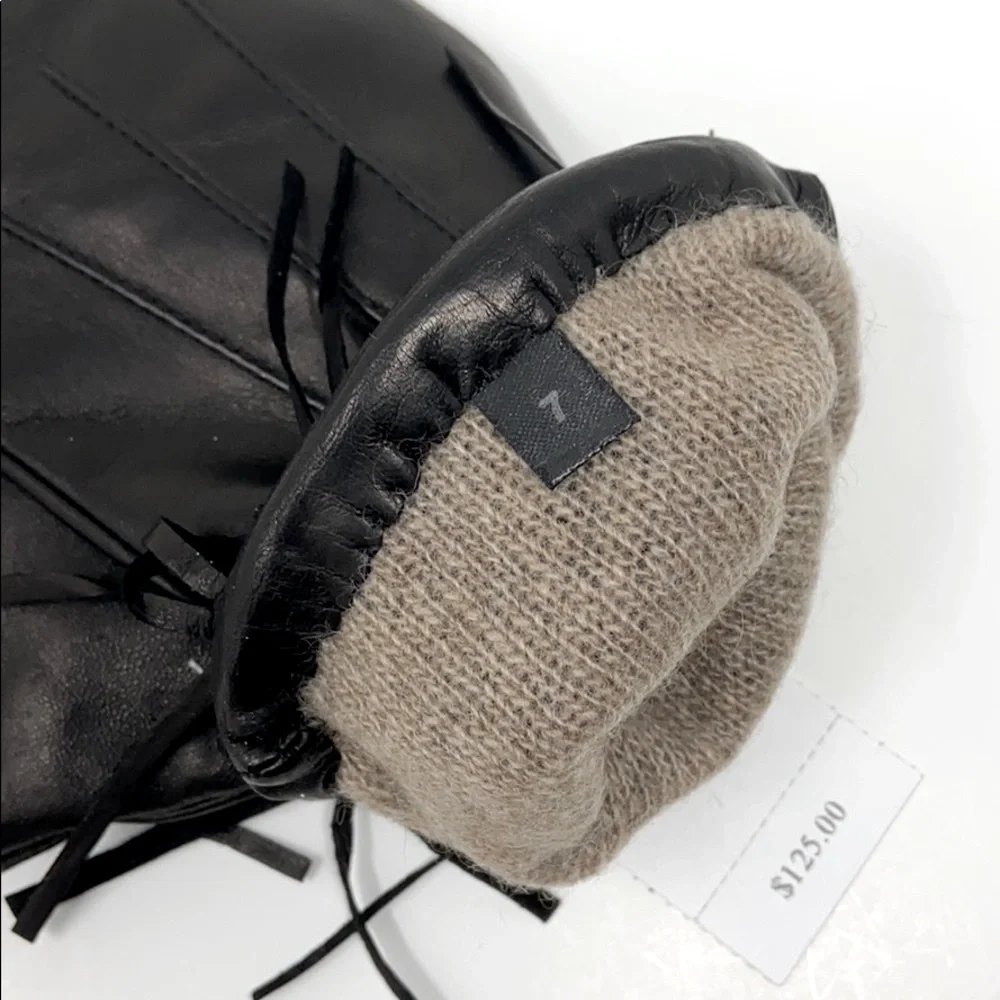 Portolano Black Leather Gloves NWT